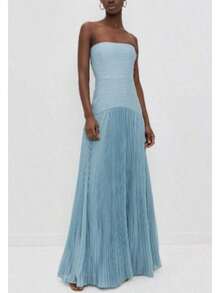 Summer Dresses For Women2026 New Fashion European And American Women Strapless Striped Pleated Dress Casual Summer Sleeveless Mini Dress Party Wear Beach Holiday Outfitdresses For Women - 4 màu xanh lam - Xem 1