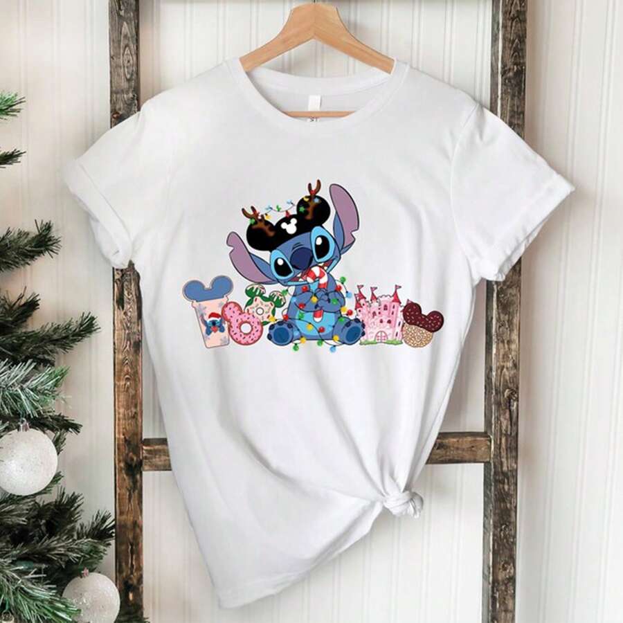 Disney Stitch Snacks Shirt, Disneyworld Shirt, Lilo And Stitch, Disneyworld Family Shirt, Disneyland Shirt, Tee, -- Disneys Disneyland Paris The Magic Kingdom Disneyesque B6Holiday Gifts Valentine's Day Gifts Earth Day Gifts Oktoberfest Gifts Summer Bank Holiday Gifts - trắng - Xem 1