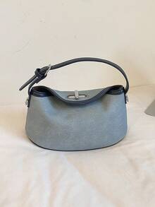 Exquisite Crescent-Shaped Small Handbag, New Stylish Design For Women, Versatile Shoulder Bag For Outings - Blue - View 7