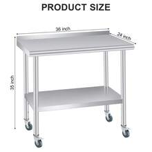 Stainless Steel Work Table With Wheels – Adjustable Backrest And Lower Shelf – Sturdy And Easy To Clean – For Commercial Kitchens, Restaurants, Homes And Outdoor Use - Silver - View 8