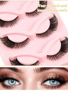 5Pairs Fox Eye Outer Corner Elongated Strip False Eyelashes, Wispy Fluffy Faux Mink Lash Extensions, Thin Soft Band For Comfort All-Day Wear & Lifted Eye Contour Effect, For Daily Makeup, Party & Photo Shooting Styling, Eye Makeup Accessory - Black - View 3