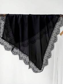 1pc Solid Color Scarf With Lace Trim, Chiffon Headscarf, Women Shawl, Wrap - Multicolor - View 1