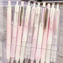 3/5pcs Attractive Pink Stick-Shaped Retractable Pens, 0.5mm Black Neutral Ink, Suitable For Students And Office Workers, Boxed Back To School - Multicolor - View 1