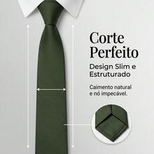 Men's Tie In A Solid Color, Matte Finish, Fine Texture, Ideal For Formal Suits, Weddings, Grooms, A Professional And Sophisticated Look. - 軍綠色 - 查看 3