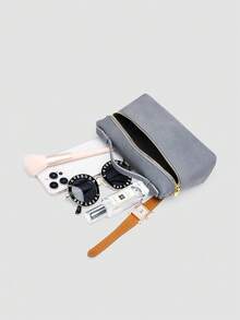 1 pieza Bolso de hombro cuadrado de unicolor con textura de grano de litchi en PU, pequeño bolso de mano para mujer, adecuado para combinar con diaria, salidas, compras, fiestas, bol - Iron Gray - Ver 8