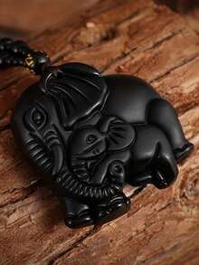 1PC New Exquisite And Vivid Animal Elephant Necklace, Paired With Black Glass Chain, Suitable For Jewelry Gifts For Men And Women - Fashion - View 4
