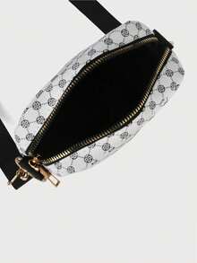 Tas Pria Baru, Kasual Serbaguna, Ransel Kecil Selempang Satu Bahu Universal, Tas Penyimpanan Perjalanan, Kulit PU Bermotif Cetak - Putih - View 10