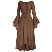 Girls Vintage Solid Color Lace Collar Long Sleeve Dress Gothic Minimalism Elastic Waist Irregular Hem A Line Fashion Princess Mini Dresses For Teen - Black - View 3