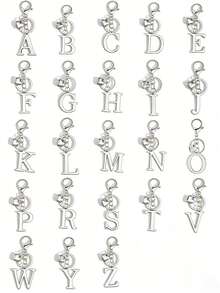 Premium Fashion Silver Metal Heart-Shaped Letter Keychain, A-Z 3D Letter Pendant, Stylish Alloy Keychain, Backpack Charm Car Keychain, Classic Minimalist Keychain For Women's Daily Use, Decorative Accessory, Perfect Gift For Friends, Family, Couples, Girlfriend, Special Occasions, Mother's Day - Multicolor - View 3