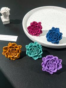 可调节哥特式超大玫瑰戒指，黑/红树脂材质，朋克暗黑风格饰品，适合时尚派对 - 多色C - 查看 3