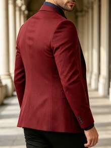 Blazer Kasual Bisnis Pria, Cocok untuk Pesta, Pertemuan Bisnis dan Acara Lainnya - Burgundy - View 3