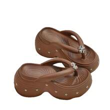 Sandalias de plataforma de 8 cm de separador de dedos para mujer, zapatos de playa multicolor de EVA para playa y uso diario - Azul - Ver 6
