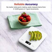 Food Kitchen Scale, Digital Grams And Ounces Weight Loss, Baking, Cooking, Keto And Meal Prep, LCD Display, Medium, White - 白色 - 查看 2