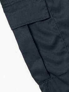 Men's Spring/Autumn Multi-Pocket Cargo Straight Leg Pants, Solid Color Loose Fit, Versatile For Fitness, Commuting And Sports - Grey - View 4