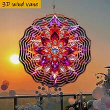 3D 1pc "Dreamlike Pattern Composed Of Brilliantly Colored Petals Like Gems" 10in*10in With 360° Rotating Hook, Creative Wind Spinner For Porch/Yard Decor (Pendant Not Included), Random Style - A - View 8