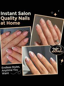 72 móng giả acrylic mềm dạng gel trong suốt, nửa mờ, hình hạnh nhân siêu ngắn, 12 kích cỡ, dụng cụ làm móng nghệ thuật dạng gel mềm cho salon, bền và lâu trôi. - Trong sáng - Xem 5