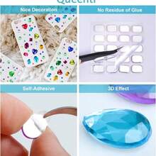 900pcs/1800pcs Gem Stickers Craft Jewelry - Self-Adhesive Rhinestone Stickers, Handmade Gem Rhinestone Stickers, Acrylic Shiny Heart-Shaped Stickers, Craft Supplies Suitable For DIY Craft Decoration - Shiny Acrylic Rhinestones For Jewelry Making, Hair Accessories, Home Craft Materials, Handmade Rhinestones, Crystal Decoration For Crafts, Gifts And Decor With Design Stickers - Multicolor - View 8