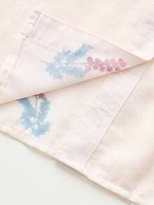 Blusa de gasa con estampado floral de verano para mamá, diseño con cuello de corbata y botones delanteros, adecuada para vacaciones, uso diario y reuniones familiares - Beis - Ver 8