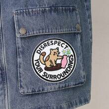 1pc Humorous Embroidered Iron-On Patch: Disrespectful Cat - A - View 7