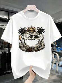 Camiseta de hombre Cali Dreams Graphic, informal, transpirable, con estampado llamativo. - Blanco - Ver 2