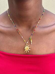 Summer Island Faux Pearl Beaded Necklace, Niche Design Vacation Style Colorful Small Fish And Seashell Pendant Necklace - Necklace - View 3