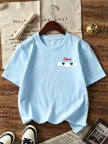Disney Official Licensed Cars Lightning McQueen Print Boys Cotton T-Shirt, 4-12Y, Ultra Comfort & Super Soft, Relaxed Fit, Stylish Design, High-Value Look, High Repeat Rate, Daily Casual & Versatile, Ideal For School, Play & Outdoor Activities, Perfect Birthday, Holiday & Souvenir Gift, New Arrival, Express Delivery - màu xanh nhạt - Xem 4