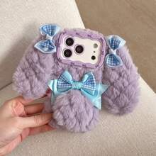 Cute Cartoon Plush Bow Rabbit Stand Phone Case Compatible With Iphone 17 Pro Max/17 Pro/14/15 Pro Max/15 Pro/15/16 Pro Max/16 Pro/16, New 13/11/12, Soft Fluffy Protective Cover - Purple - View 4