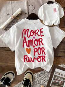 Casual Round Neck Short Sleeve T-Shirt With Letter Print, For Women, SummerBreathable And Comfortable - Blanc 4 - View 1