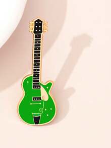 ZAKOL Vintage Metal Enamel Electric Guitar Brooch Unisex, Music Instrument Lapel Pin Badge Fashion Jewelry Gift - Multicolor - View 12