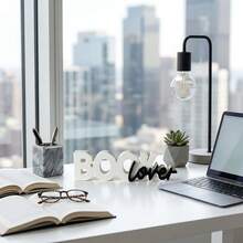 12.8 X 3.6cm Book Lover Decor Sign, Suitable For Bookshelf, Reading Corner, Desk Decoration, Bookcase, Library And Study Room - Book Lover - View 5