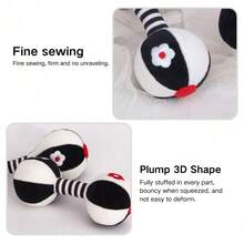 Black & White Baby Soft Rattle Toy, High Contrast Soft Plush Dumbbell Rattle Shaker, Newborn Gift Suitable For Babies 0+ Months - Black and White - View 10