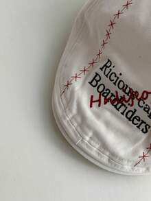 1 pieza Gorra de boina de estilo vintage con bordado de letra, boina de mujer para primavera y verano, sombrero de pintor literario - Multicolor - - Ver 11