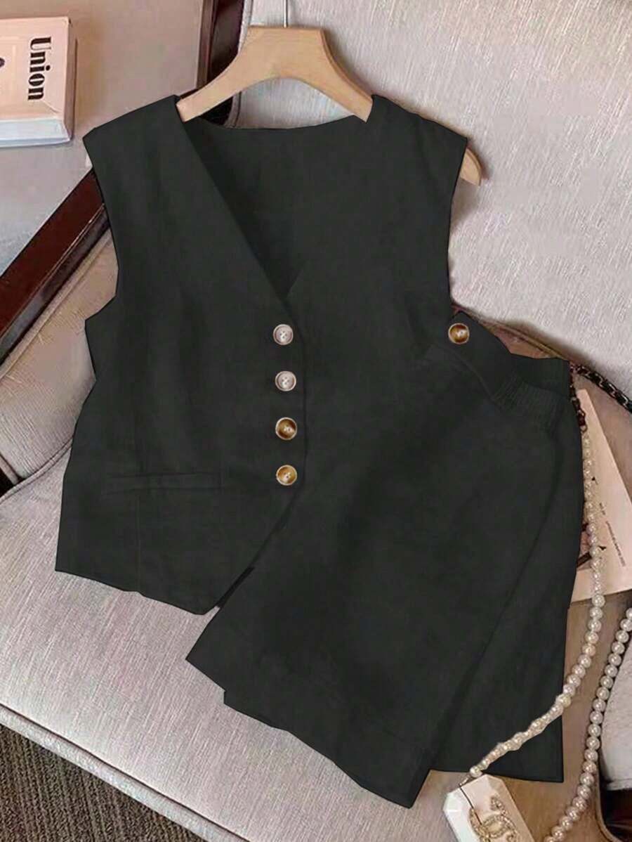 Two-Piece Set For Women For Everyday Wear - Black - View 1