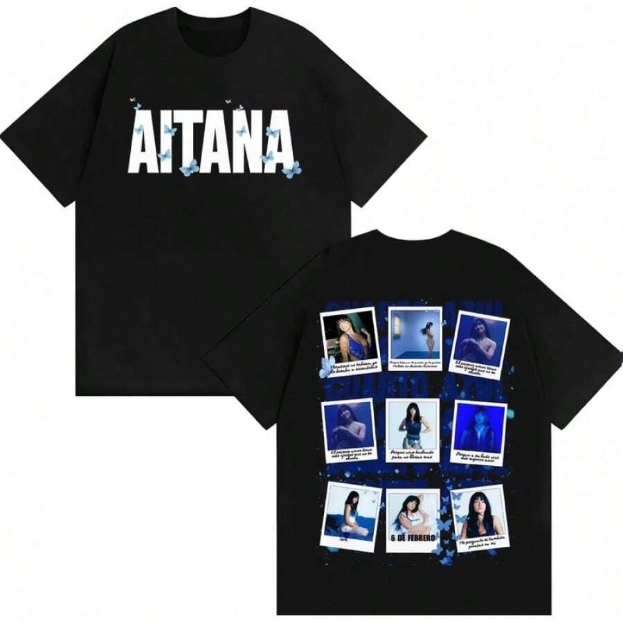 Maglietta grafica con copertina dell'album "Cuarto Azul" del cantante, stile Harajuku, in puro cotone a maniche corte, streetwear
