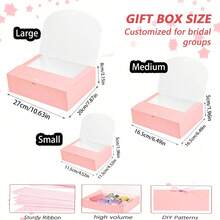 10pcs/4pcs/1pc - Brown Gift Box With Lid And Ribbon, Suitable For Bridesmaid Invitation Box, Wedding Gift Box, Birthday Gift, Baby Shower Favor, Valentine's Day Gift, Etc. - Light Pink - View 7