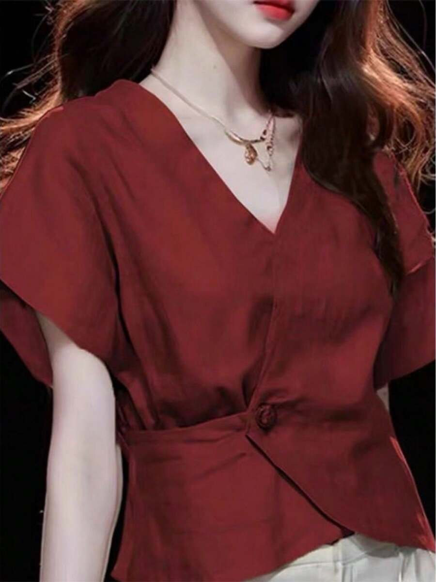 Women Tops - Burgundy - View 1