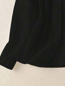 Camisa de mujer de unicolor con cuello en V y botones - Blusa casual y elegante de manga larga con detalle de bolsillo, adecuada para vacaciones, viajes y uso diario, artículo esencial para - Negro - Ver 11