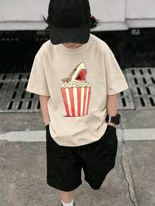 Tiburón en cubo de palomitas Camiseta para niños - Albaricoque - Ver 2