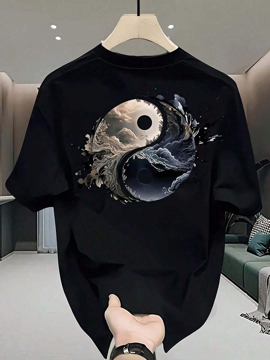 Stunning New Summer Collection Of American Urban Style Short Sleeve Crew Neck T-Shirts, Featuring A Unique High-End Style, Bold Casual Fashion And Versatile T-Shirts For Couples WDIH - 黑色 - 查看 1