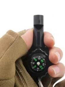 1pc 3-In-1 Outdoor Survival Whistle Compass Keychain, Durable Multi-Function For Hiking Camping Exploration - Multicolor - View 6
