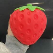 1pc Creative Realistic Large Strawberry Squeeze Toy, Soft Slow Rebound Stress Relief Tool For Students, Essential Stress Relief Gadget For Adults, Random Color - Red - View 6
