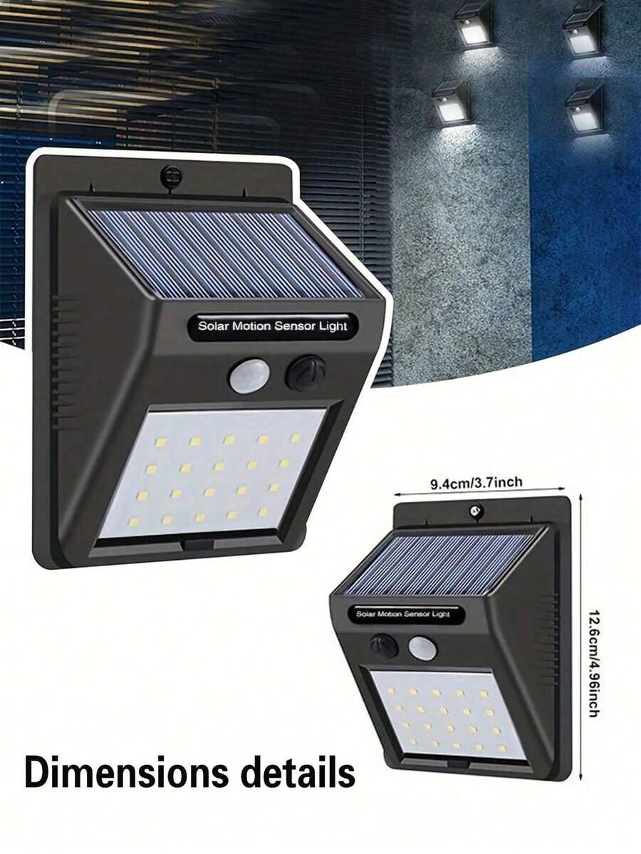 1个LED太阳能人体感应壁灯，户外太阳能安防灯，3种照明模式，自动开关，适用于花园、庭院、围栏、车库、露台、街道 - 太陽能壁燈 - 查看 1