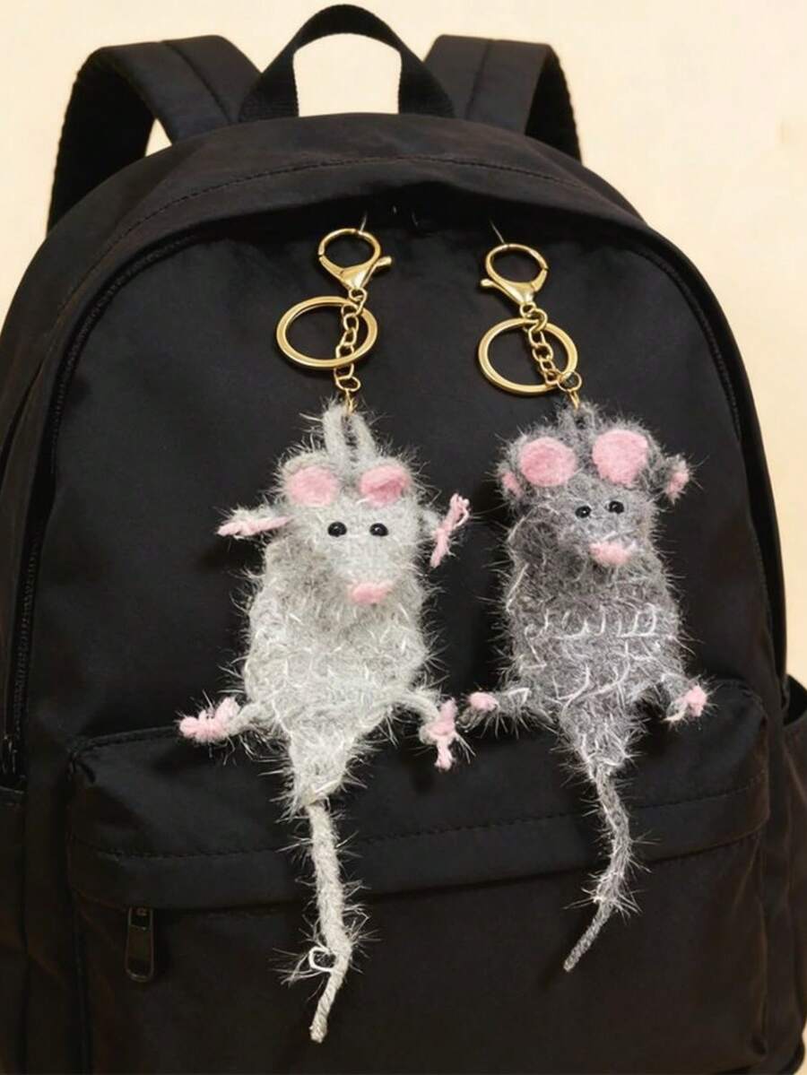 A Hand Woven Yarn, Dried Mouse, Ugly And Cute Abstract Hanging Accessory, Creative Backpack, Keychain, Pendant, Funny Gift - Gold - View 1