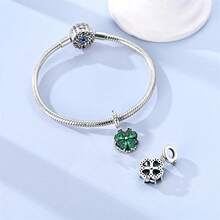 Vectoflux 1pc S925 Sterling Silver Rotating Four-Leaf Clover Pendant, Suitable For DIY 3mm Bracelet, Necklace, Keychain, Women's Gift For Birthday, Party, Holiday - KJC2041 - View 3
