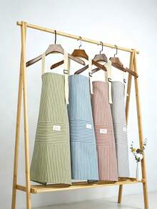 Colorful Striped Apron, Striped Halter Neck Apron, Oil-Resistant Kitchen Apron With 2 Pockets, Neutral Adjustable Apron, Minimalist Style Home Apron, Suitable For Chefs, Servers, BBQ, Barbers Adult Pocket Apron, Kitchen Supplies, Machine Washable - Multicolor - View 2