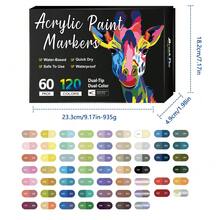 Bút vẽ sơn acrylic, bút vẽ sơn acrylic hai màu, màu sáng, lớp phủ liên tục thoải mái, giấy chống nước, dùng để vẽ đá, gốm sứ, đá, gỗ, vải canvas, đá, vật dụng nghệ thuật DIY, bút vẽ móng tay, bút vẽ salon gia đình, dễ làm sạch - Bộ - Xem 8