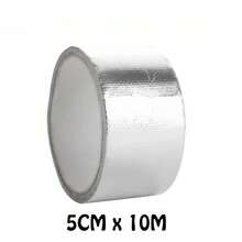 Cinta de papel de aluminio de fibra de vidrio de 10M, cinta de papel de aluminio, escudoérmico, barreraérmica, cinta adhesiva reflectante de calor - 5 cm x 10 m - Ver 2