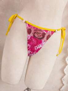 Conjunto de Bikini para Mujer Onefish 2026, Elegante Conjunto de Bikini Sexy con Estampado Floral y Tiras Halter, Ropa de Resort para Mujer, Traje de Baño para Mujer, Verano, Conjunto de Verano para Mujer, Bikini de Playa para Mujer Verano 2026, Ropa de Verano para Vacaciones - Rosa Fucsia - Ver 6