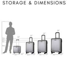 JLY 16/19 Inch PC Hard Shell Suitcase With TSA Lock, Laptop Compartment, 360° Spinner Wheels, Compact Business Travel Luggage - Silver - View 8