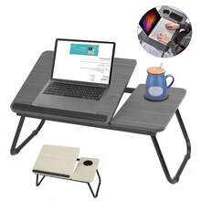 Klappbarer Laptop-Betttisch, höhenverstellbarer Laptoptisch mit Becherhalter und Tablet-Ablage - Groß - Übersicht 6